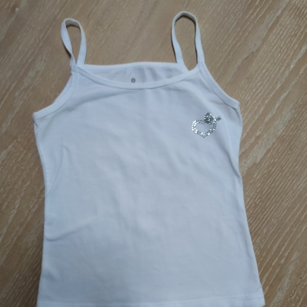 Kids White Camisole with Sparkly Bow